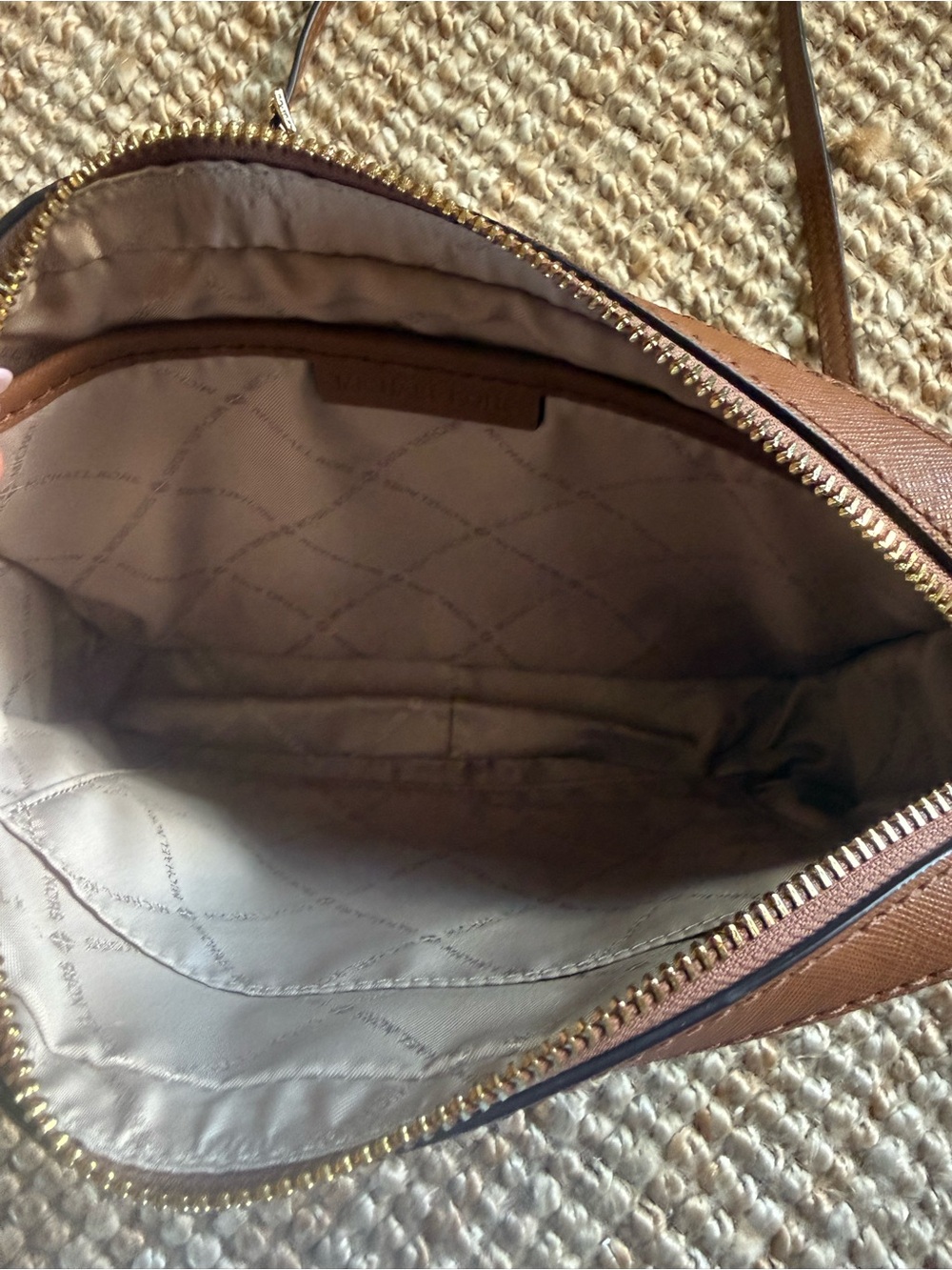 ⚜️ MICHAEL KORS SIGNATURE LOGO CROSSBODY BAG BROWN MONOGRAM GOLD CHAIN ⚜️ - Picture 8 of 14